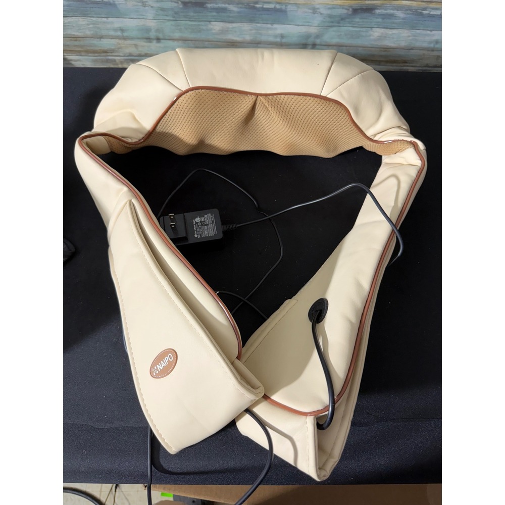 Naipo Shiatsu Back and Neck Massager OS Cream Excellent Deep Tissue Heat Knead - Picture 2 of 4